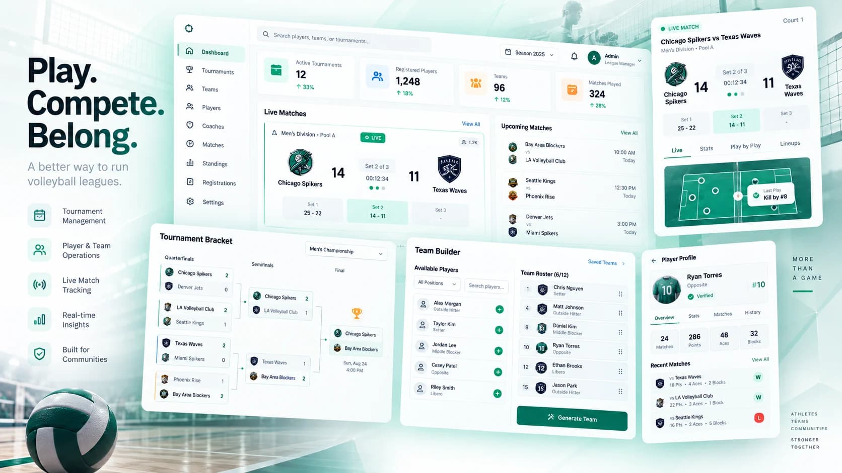 American Spikers League product interface preview