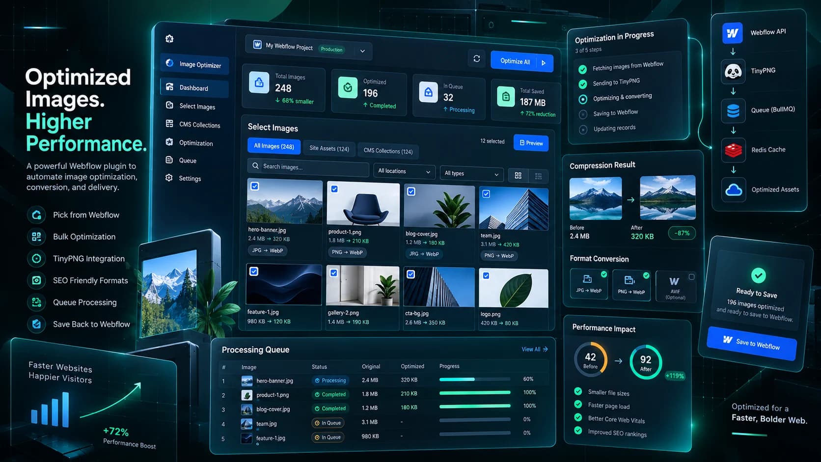 Webflow Image Optimizer Plugin product interface preview